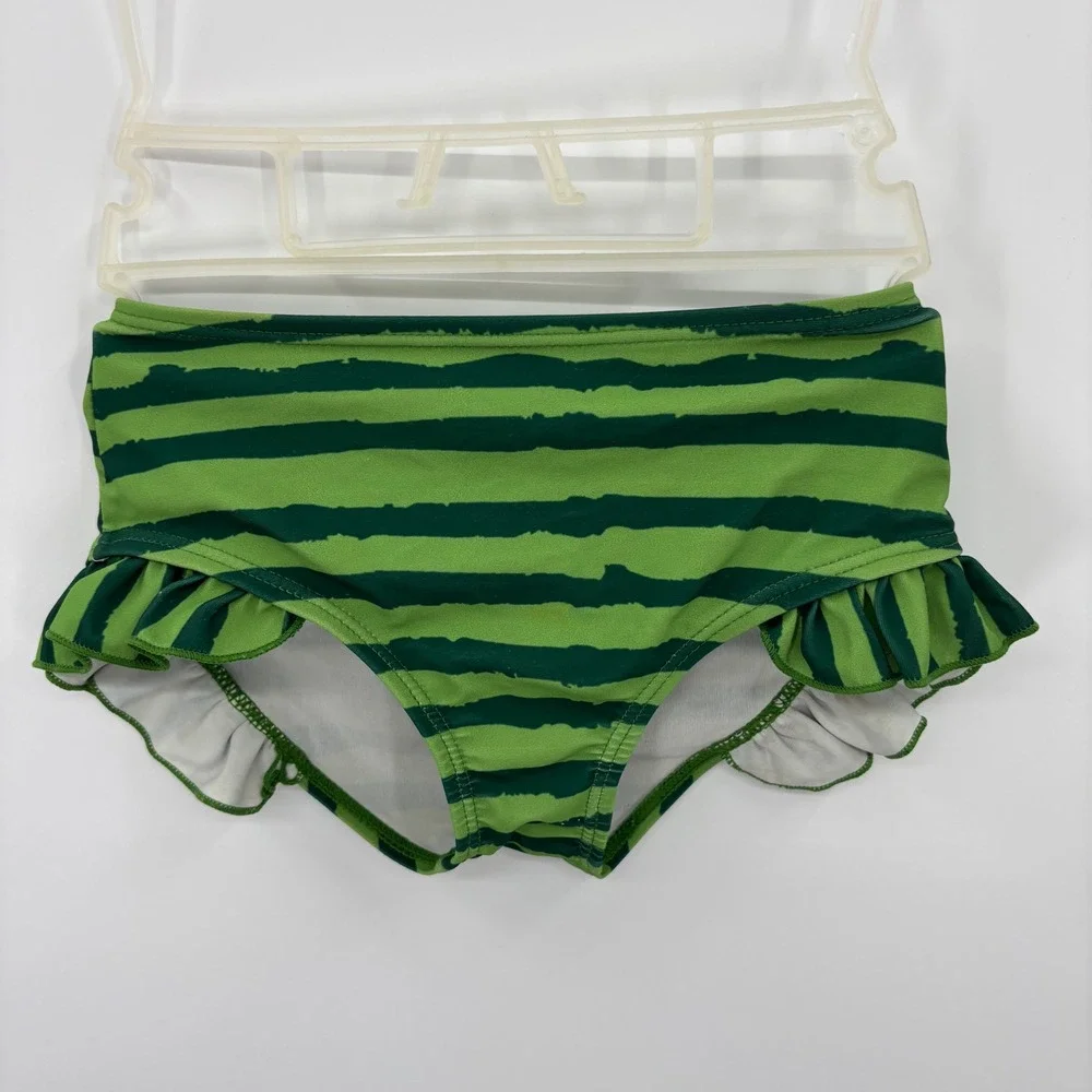 Watermelon Ruffle Swim Bottoms Girls Large Green Stripe Summer Beach Fruit Cute